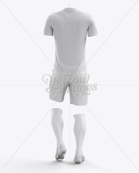 Full Soccer Kit Back View in Apparel Mockups on Yellow Images Object Mockups