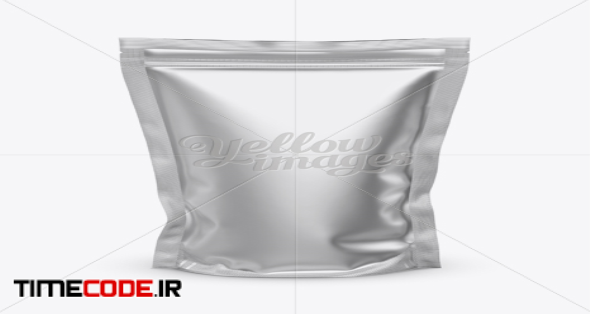 Download دانلود موکاپ کیسه با زیپ Matte Metallic Stand Up Pouch With Zipper Mockup 13483 - تایم کد | مرجع ...