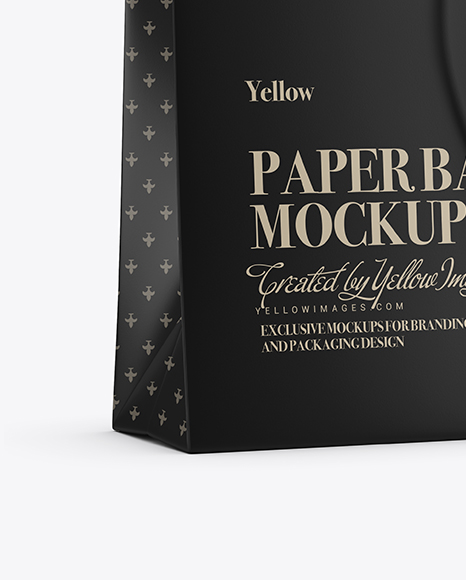 Matte Paper Shopping Bag With Rope Handle Mockup in Bag & Sack Mockups on Yellow Images Object Mockups