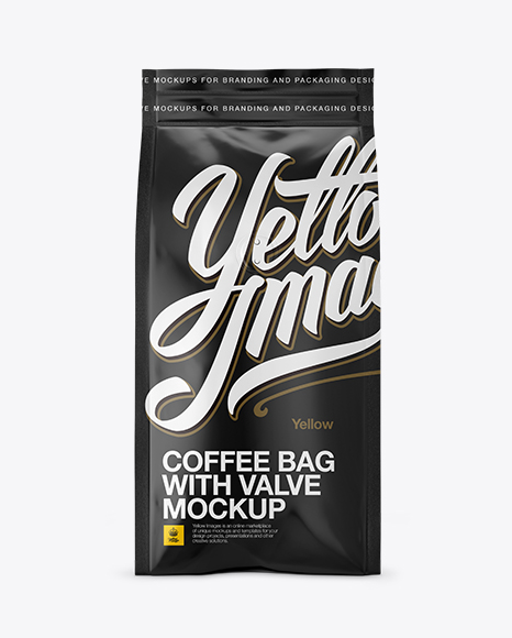 Matte Coffee Bag With Valve Mockup 
