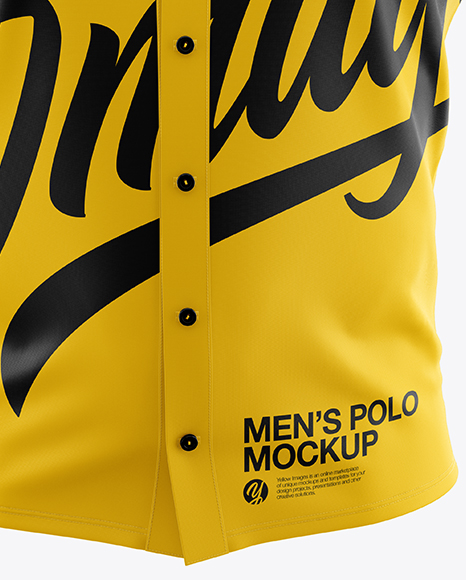 Men’s Polo Shirt Mockup (Front View) in Apparel Mockups on Yellow Images Object Mockups