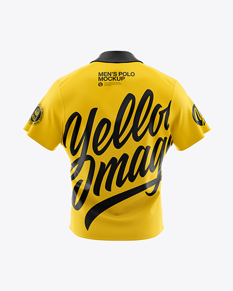 Men’s Polo Shirt Mockup (Back View) in Apparel Mockups on Yellow Images Object Mockups