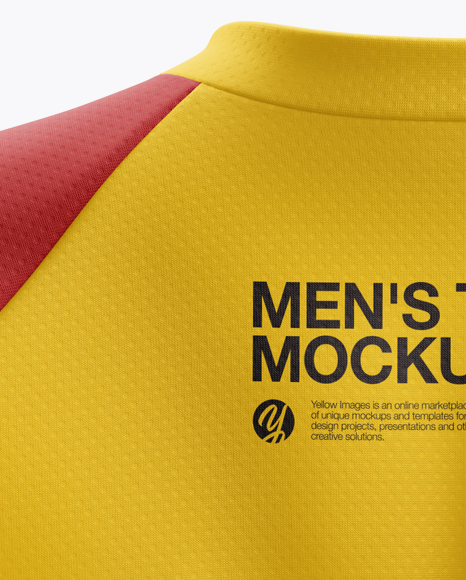 Men’s MTB Trail Jersey mockup (Back View) in Apparel Mockups on Yellow Images Object Mockups