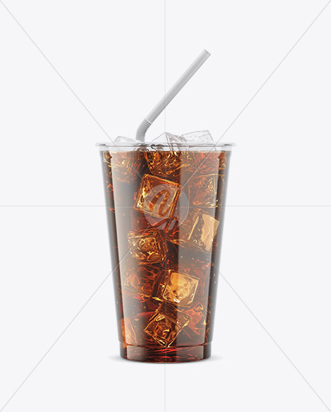 Transparent Plastic Soda Cup With Ice Mockup in Cup & Bowl Mockups on Yellow Images Object Mockups