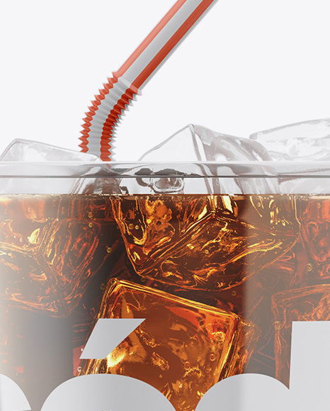 Transparent Plastic Soda Cup With Ice Mockup in Cup & Bowl Mockups on Yellow Images Object Mockups