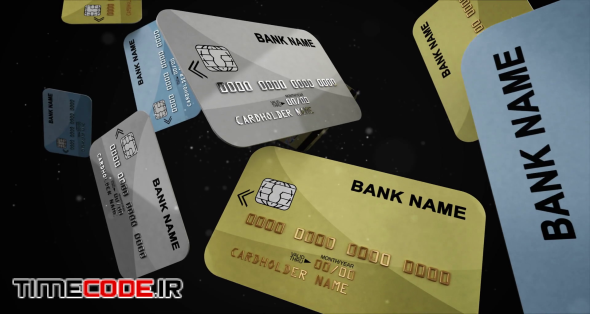 Credit cards falling down in slow motion. Computer generated. Shopping concept.