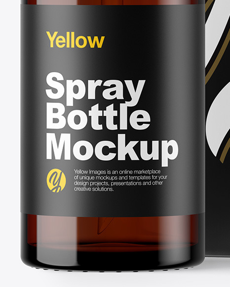 Download دانلود موکاپ اسپری Amber Spray Bottle With Box Mockup 48412 | تایم کد