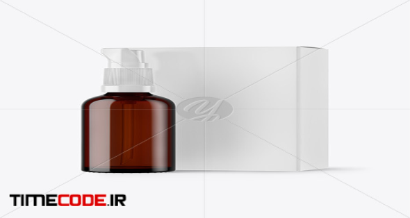 Download دانلود موکاپ اسپری Amber Spray Bottle With Box Mockup 48412 | تایم کد