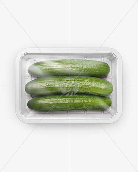 Plastic Tray With Cucumbers Mockup in Tray & Platter Mockups on Yellow Images Object Mockups