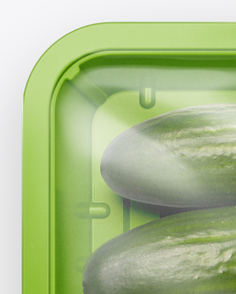Plastic Tray With Cucumbers Mockup in Tray & Platter Mockups on Yellow Images Object Mockups