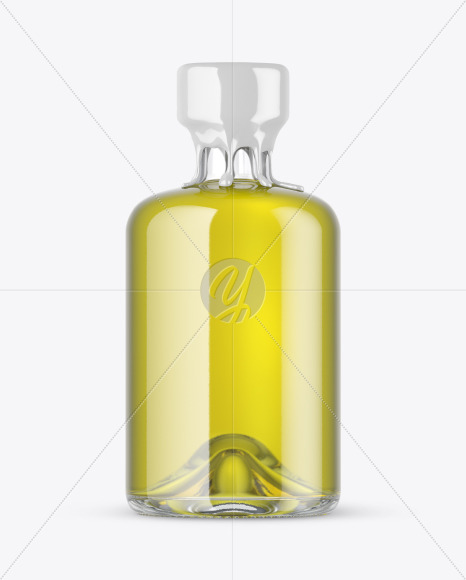 Clear Glass Oil Bottle with Wax Mockup in Bottle Mockups on Yellow Images Object Mockups