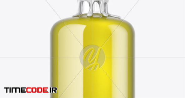 Clear Glass Oil Bottle with Wax Mockup in Bottle Mockups on Yellow Images Object Mockups