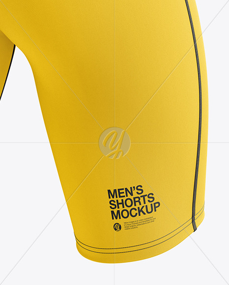 Men’s Sprinting Kit mockup (Back Half Side View) in Apparel Mockups on Yellow Images Object Mockups