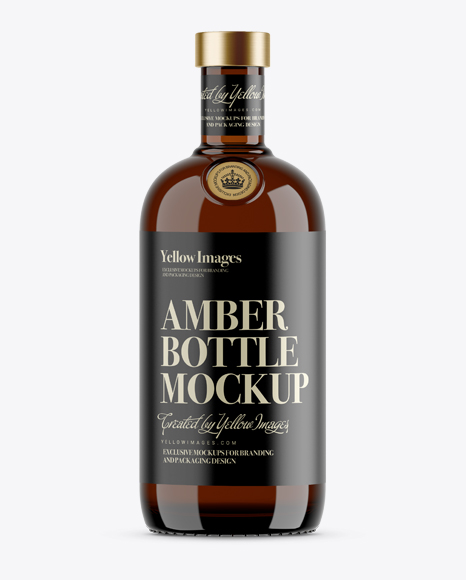 700ml Amber Glass Bottle Mockup in Bottle Mockups on Yellow Images Object Mockups