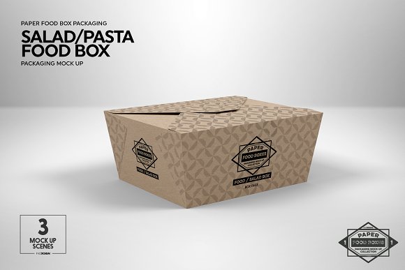 Download دانلود موکاپ جعبه کاغذی سالاد Salad Food Box Packaging ...