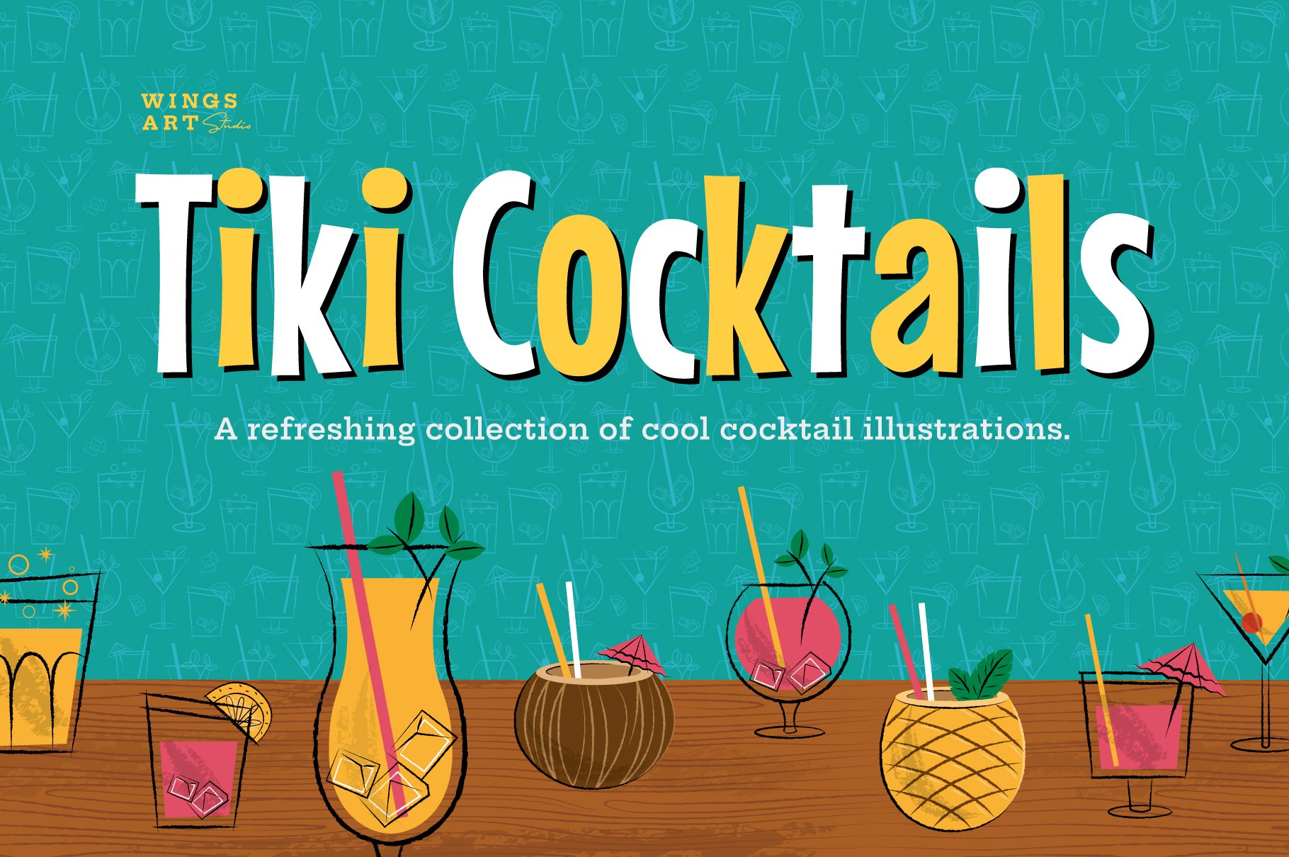 Tiki Cocktail Party Illustrations