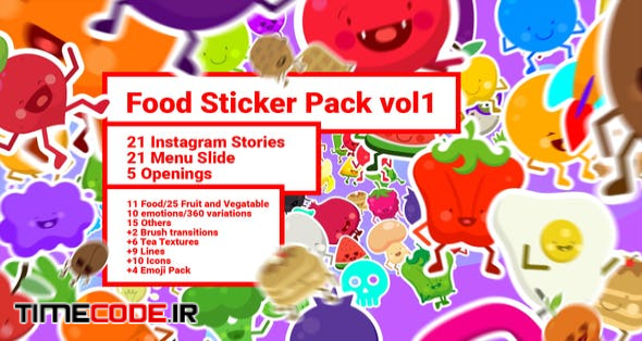  Food Sticker Pack/ Emoji/ Stories/ Restaurant/ Mask/ Snapchat/ App/ IGTV/ Tracking/ AE Face Tools 