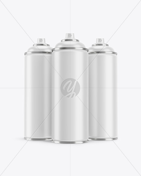 3 Matte Spray BottlesMockup in Can Mockups on Yellow Images Object Mockups