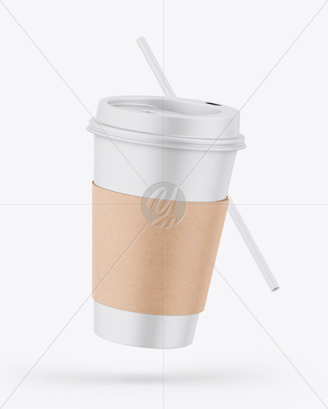 Matte Coffee Cup W/ Straw Mockup in Cup & Bowl Mockups on Yellow Images Object Mockups