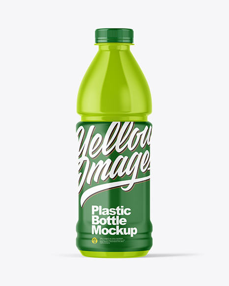 Glossy Plastic Bottle Mockup in Bottle Mockups on Yellow Images Object Mockups