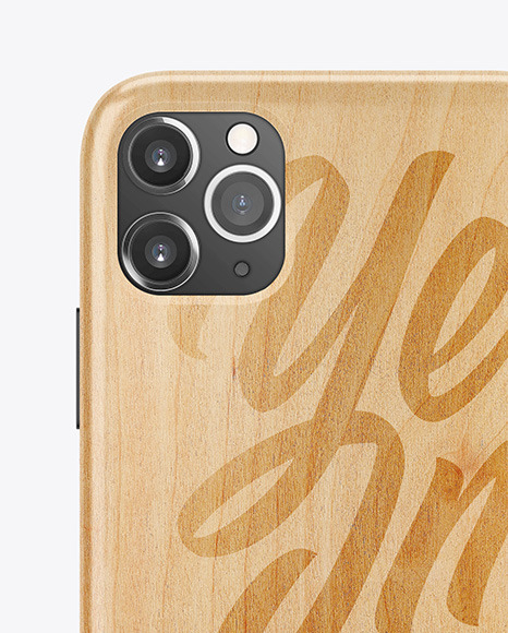 iPhone 11 Pro White Wooden Case Mockup in Device Mockups on Yellow Images Object Mockups