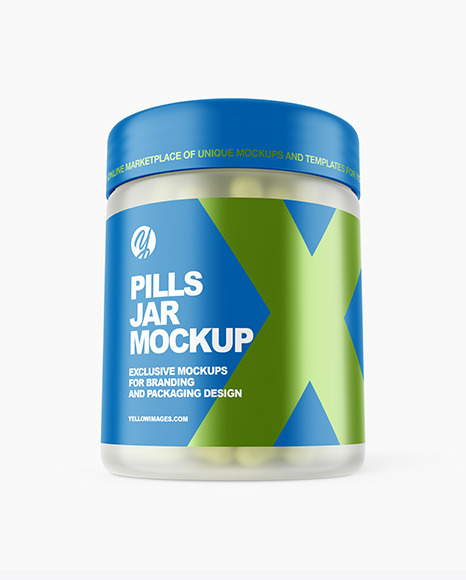 Download Frosted Colored Pills Bottle Mockup