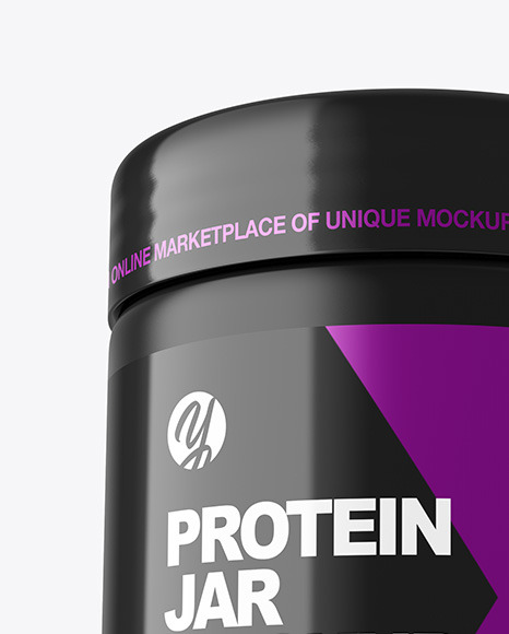 Download دانلود موکاپ قوطی پروتئین Matte Protein Jar Mockup 52096 | تایم کد