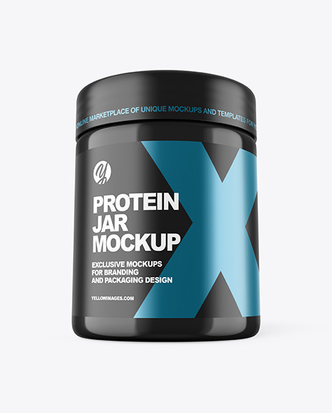 Download دانلود موکاپ قوطی پروتئین Glossy Protein Jar Mockup 52097 | تایم کد