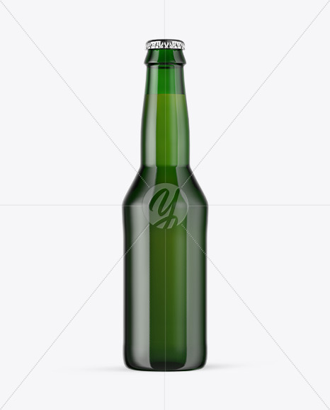 Download دانلود موکاپ شیشه نوشابه Green Glass Bottle Mockup 52123 | تایم کد