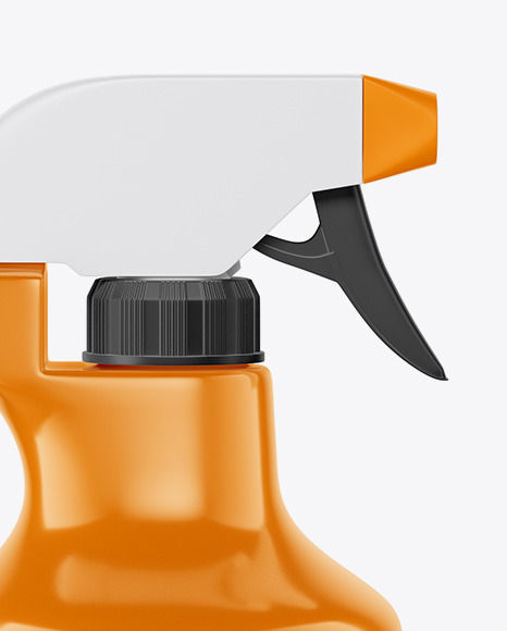Glossy Plastic Bottle with Trigger Sprayer Mockup in Bottle Mockups on Yellow Images Object Mockups