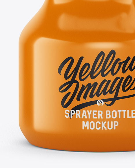 Glossy Plastic Bottle with Trigger Sprayer Mockup in Bottle Mockups on Yellow Images Object Mockups