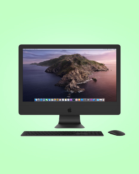 Clay IMac Pro Mockup with Keyboard and Mouse Mockup in Device Mockups on Yellow Images Object Mockups