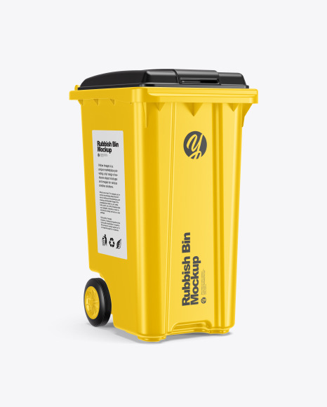 Plastic Rubbish Bin Mockup in Object Mockups on Yellow Images Object Mockups