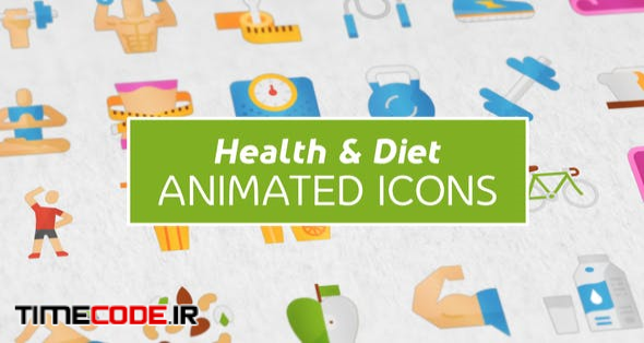  Health & Diet Modern Flat Animated Icons 