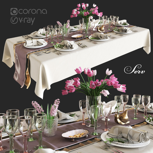 Table Setting With Flowers