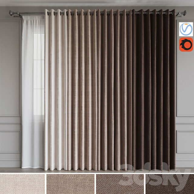 A Set Of Curtains On The Rings 18. Beige Range