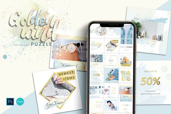 Wind Instagram Puzzle - Canva & PS