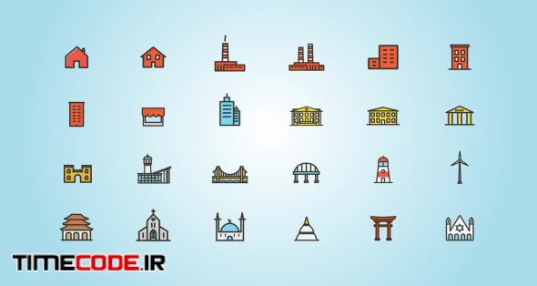 Buildings, Constructions Icons Pack