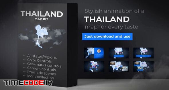  Thailand Animated Map - Kingdom of Thailand Map Kit 