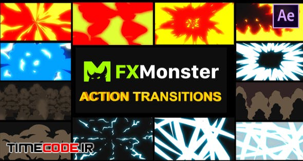  Cartoon Action Transitions | After Effects 