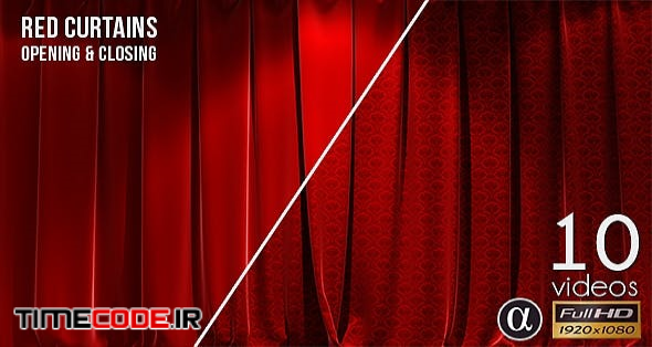  3D Realistic Red Curtains Opening & Closing - 10 Pack 