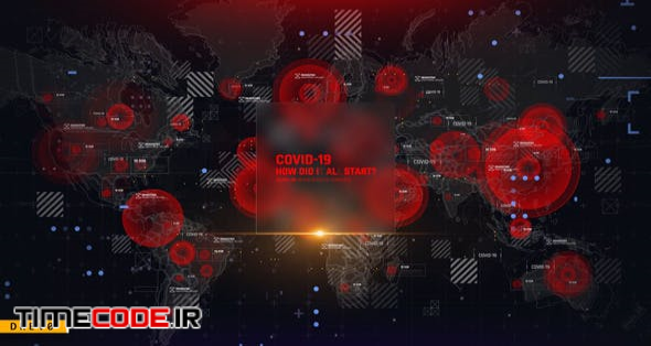  Virus Map Intro/ Corona Virus Covid-19/ DNA/ HUD UI/ Medical Digital Opener/ Pandemic/ World Terror 