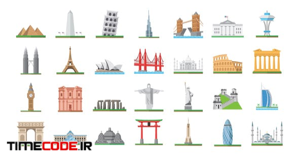  100 World Landmarks Icons 