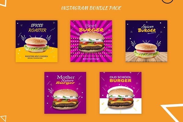 10 Food Instagram Bundle Pack | Creative Instagram Templates
