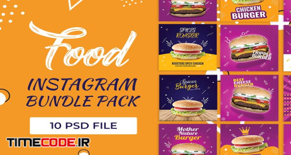 10 Food Instagram Bundle Pack | Creative Instagram Templates