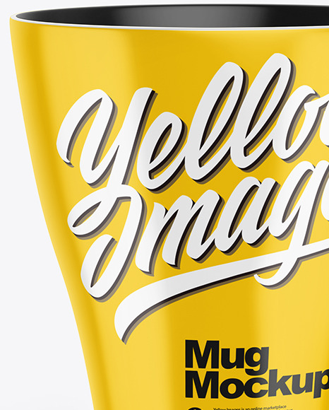 Glossy Mug Mockup in Object Mockups on Yellow Images Object Mockups