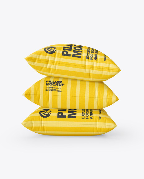 Three Square Pillows Mockup in Object Mockups on Yellow Images Object Mockups