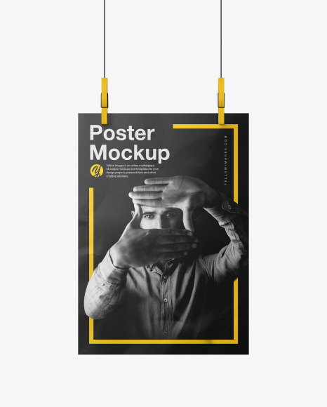 Crumpled A4 Poster Mockup in Stationery Mockups on Yellow Images Object Mockups