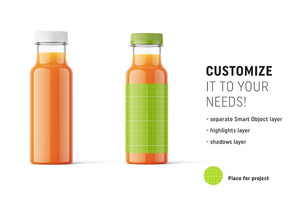 Carrot Juice Bottle Mockup | Creative Product Mockups