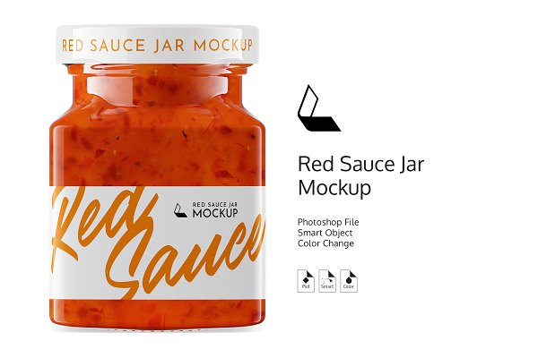Red Sauce Jar Mockup #5 | Creative Product Mockups